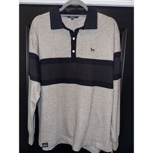 Simply‎ Southern Men's Grey And Black Contrast L/S Polo Shirt Large